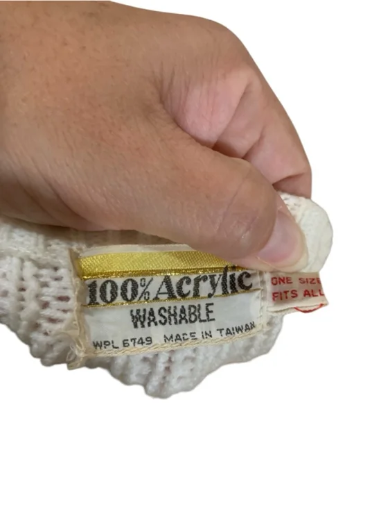 Vntg 70’s Women's White Purple yellow patterned Fringe Poncho Sweater OSFM - Picture 5 of 5